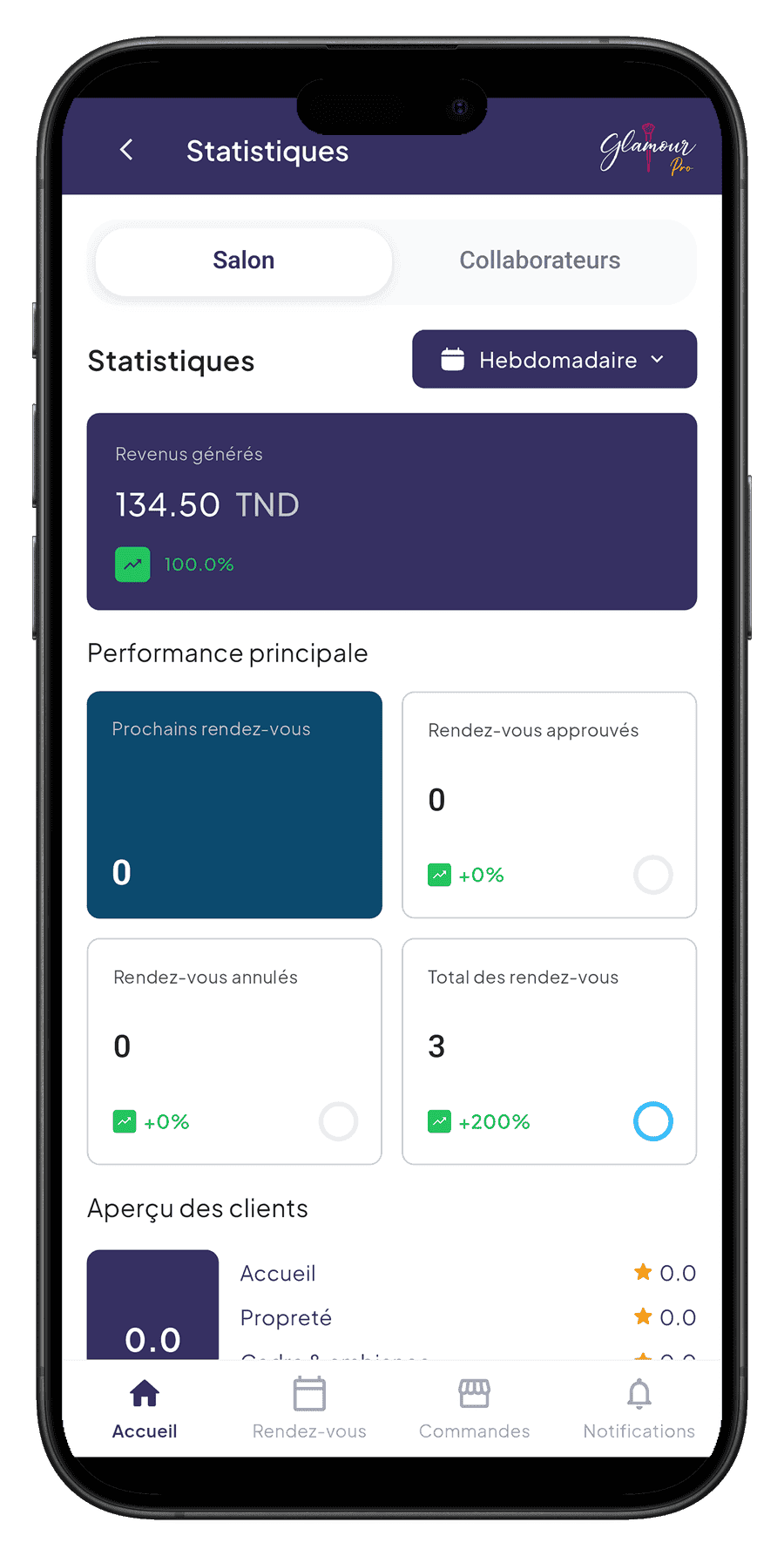 Glamour app — statistics